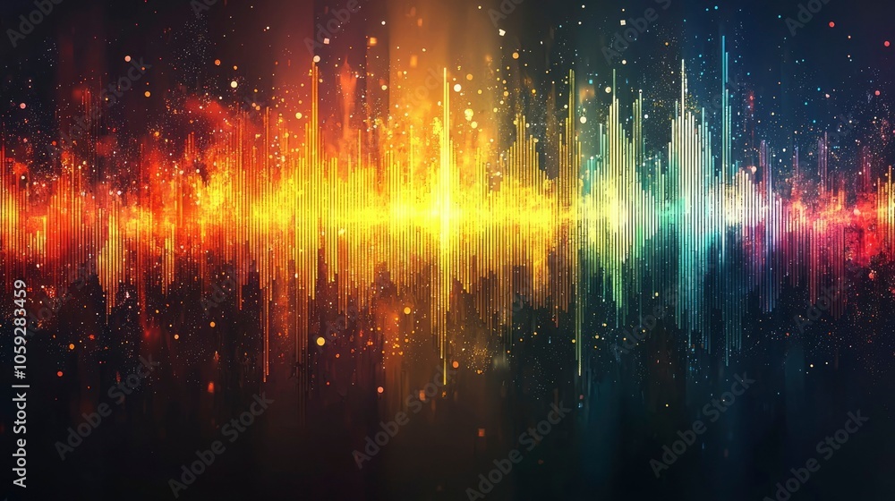 Abstract Colorful Sound Wave Visualization with Bokeh Lights Abstract Colorful Sound Wave Visualization with Bokeh Lights