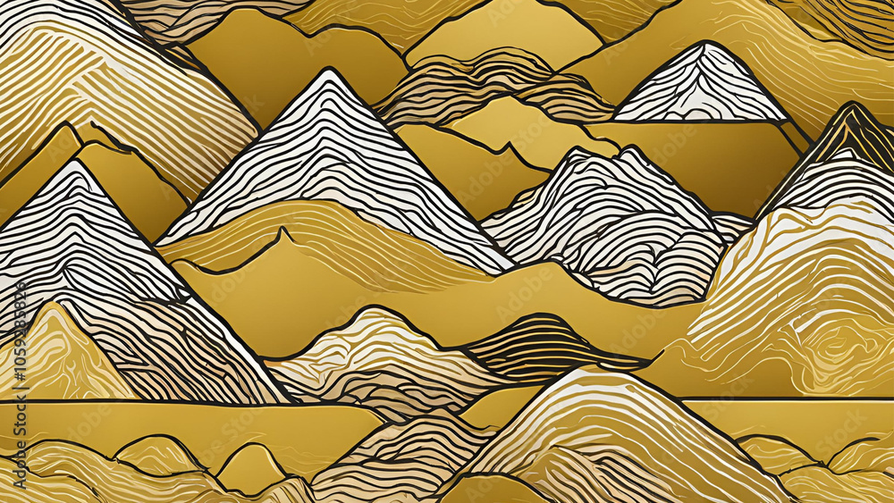 Abstract Golden Mountain Landscape Pattern Abstract Golden Mountain Landscape Pattern