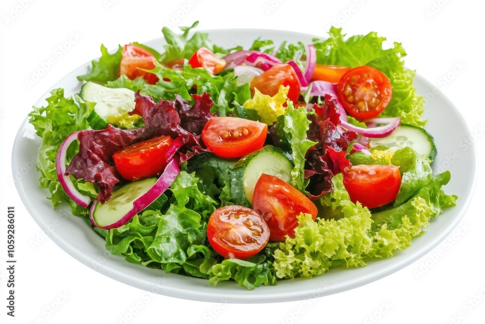Green lettuce salad with fresh vegetables isolated on white background Green lettuce salad with fresh vegetables isolated on white background
