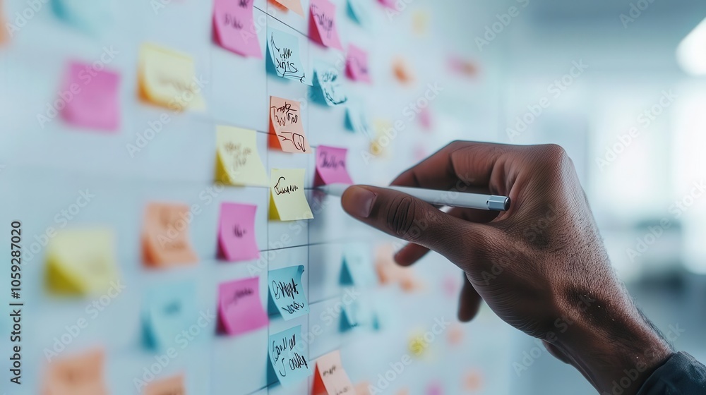 Remote Agile planning with Kanban board, Agile team collaboration, organized workflow Remote Agile planning with Kanban board, Agile team collaboration, organized workflow
