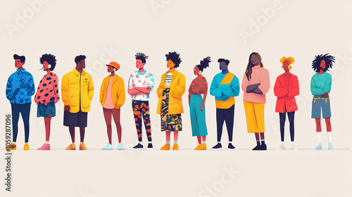 Unity in Diversity: A Colorful Illustration of People from Different Cultures Standing Together.