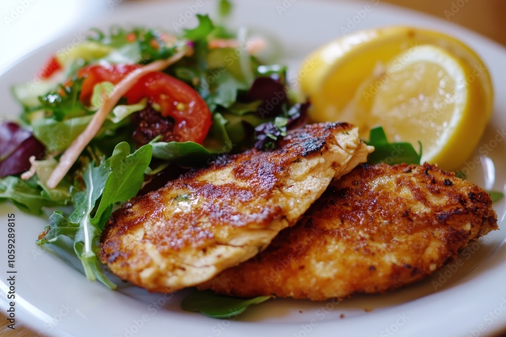 Schnitzel and salad in a sandwich Schnitzel and salad in a sandwich