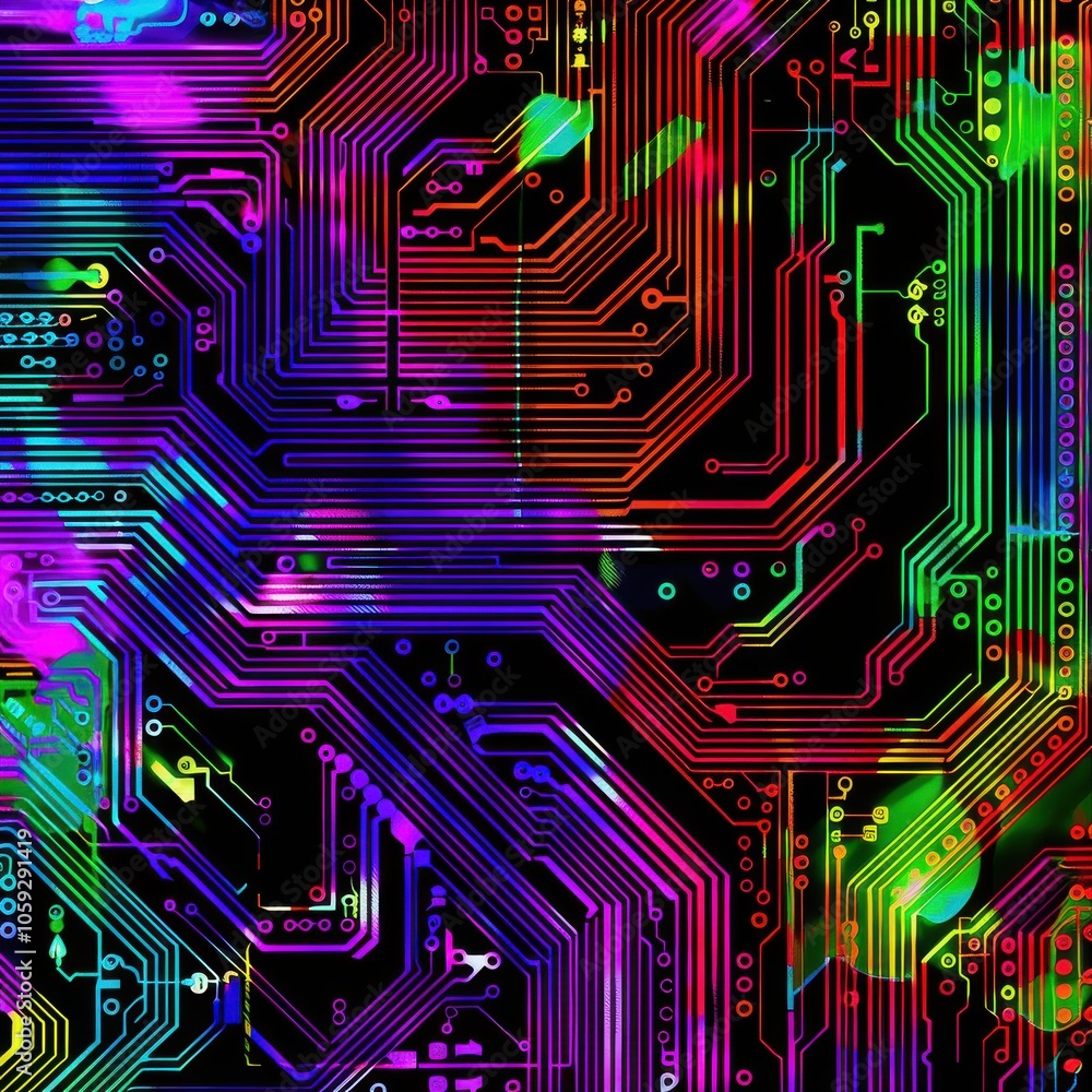 Futuristic Circuit Board Design with Vibrant Background Futuristic Circuit Board Design with Vibrant Background