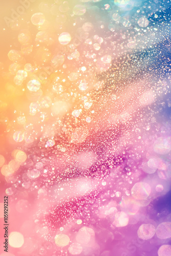 Vertical Dusty Glitter Rainbow Bokeh Overlays - High-Resolution Overlays with Soft Pastel Gradient and Sparkling Bokeh Effect.