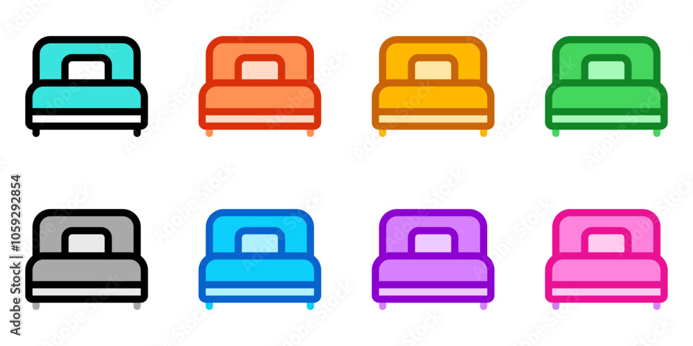 Editable single bed vector icon. Part of a big icon set family. Perfect for web and app interfaces, presentations, infographics, etc Editable single bed vector icon. Part of a big icon set family. Perfect for web and app interfaces, presentations, infographics, etc