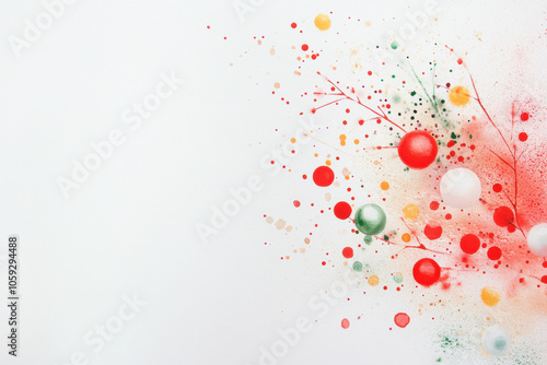 vibrant watercolor abstract background featuring red, green, and white circles, perfect for Christmas themes and festive designs