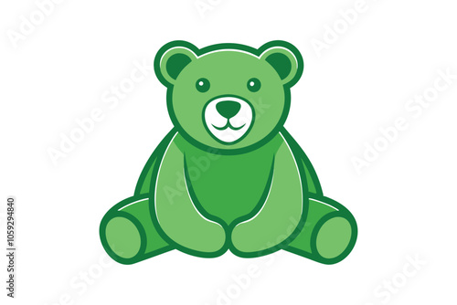 Green Teddy Bear Vector Illustration: Cute and Friendly Toy Icon for Kids, Gifts, and Whimsical Decor