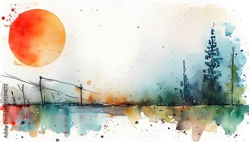 Abstract watercolor splash background with grunge texture and natural ink patterns