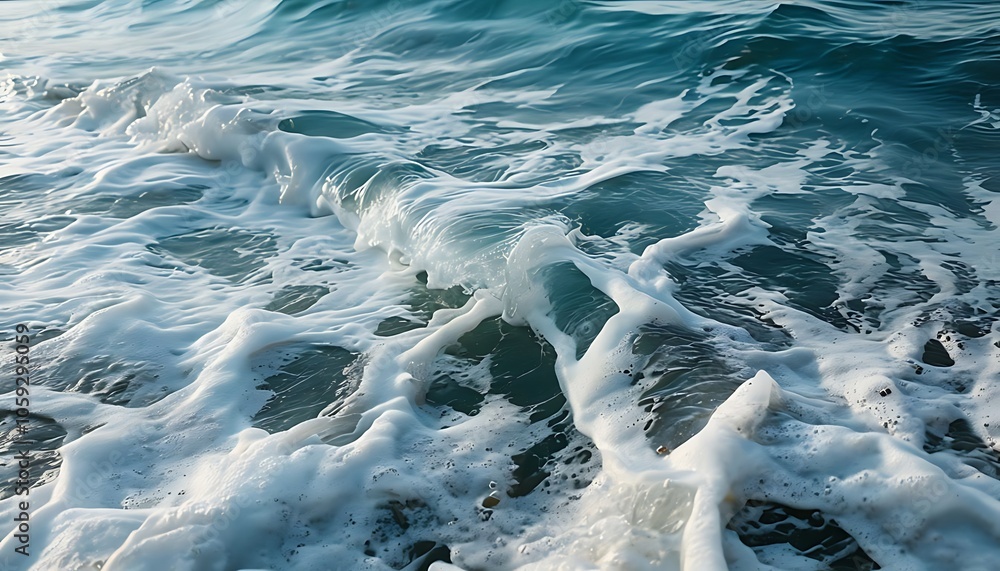 Fototapeta premium Aerial View of Ocean Waves in Motion