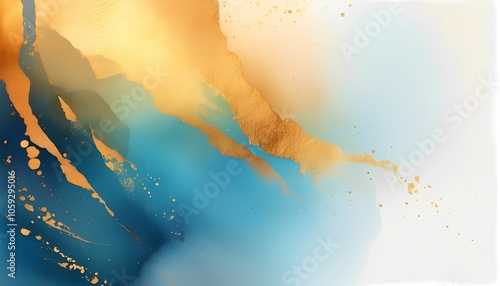 Soft abstract watercolor with clouds and flowers