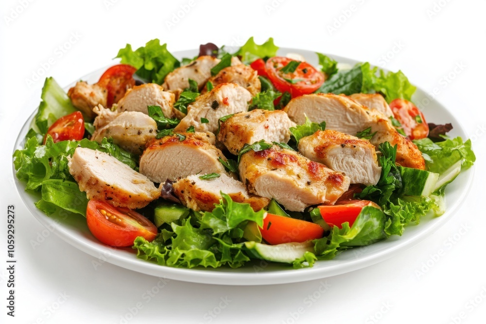 Salad of fresh vegetables with chicken meat. Healthy lunch menu Salad of fresh vegetables with chicken meat. Healthy lunch menu