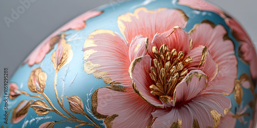 Hand Painted Floral Egg on Branch