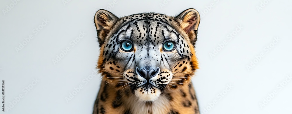Fototapeta premium Realistic Snow Leopard Portrait with Piercing Eyes