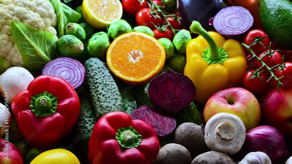 Fresh raw vegetables and fruits. Fresh raw vegetables and fruits.