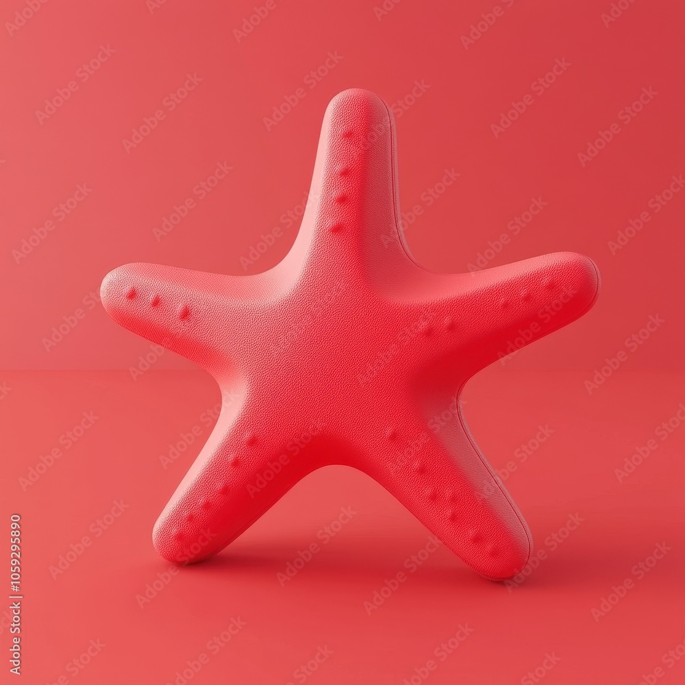 Vibrant Red Starfish on Solid Background Vibrant Red Starfish on Solid Background