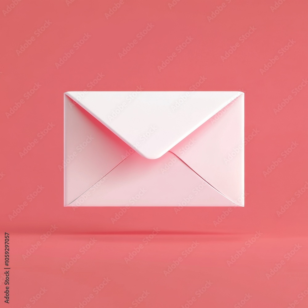 Minimalist White Envelope on Pink Background Minimalist White Envelope on Pink Background