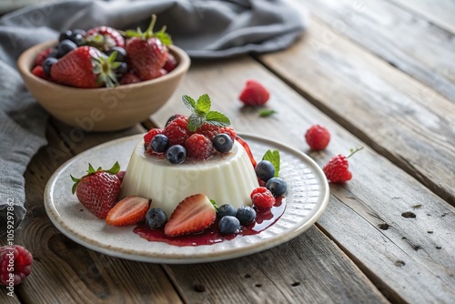 Creamy Vanilla Panna Cotta with Fresh Berries - A Delicious Dessert Delight for Food Photography