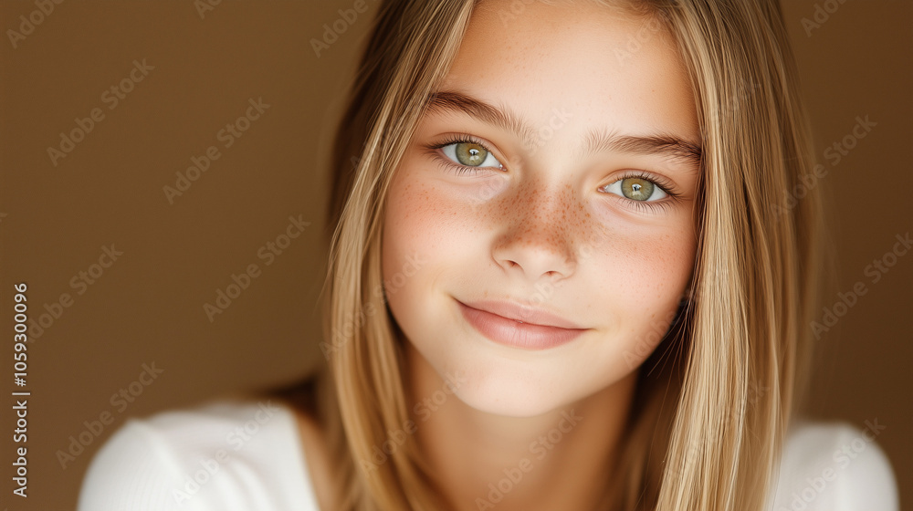 Smiling Girl with Blonde Hair and Green Eyes Smiling Girl with Blonde Hair and Green Eyes