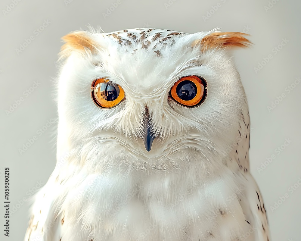 Obraz premium Realistic Snowy Owl with Striking Orange Eyes