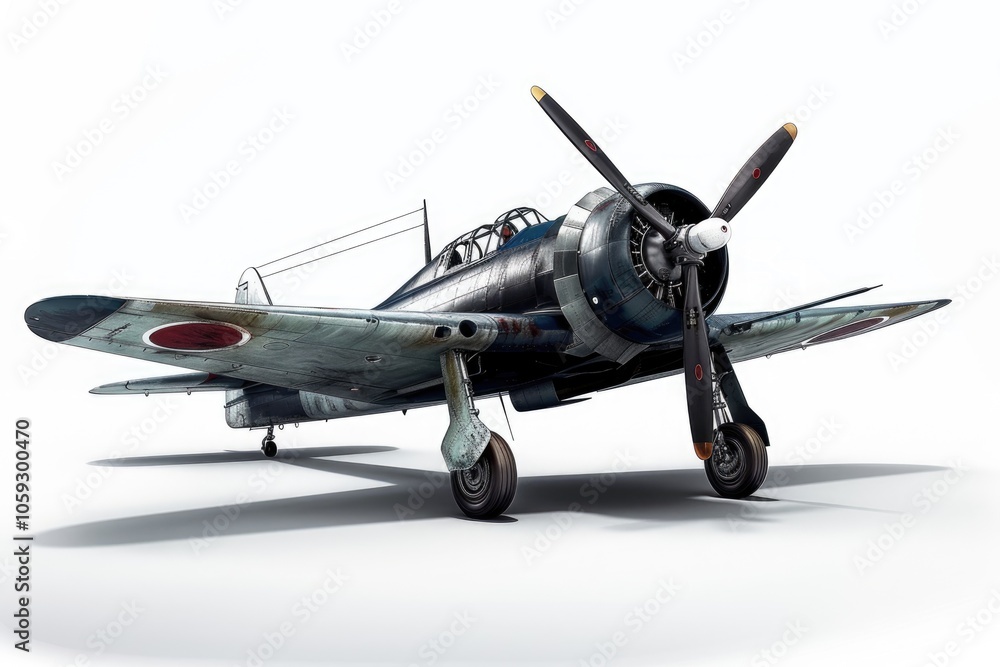 Fototapeta premium Japanese fighter plane Zero Fighter on a white background