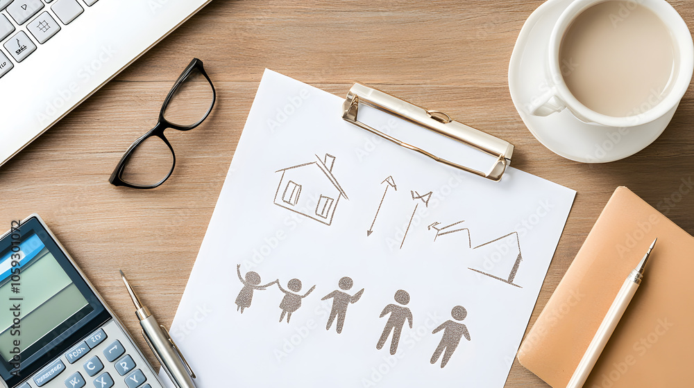 Financial planning for property loan with sketches and tools Financial planning for property loan with sketches and tools