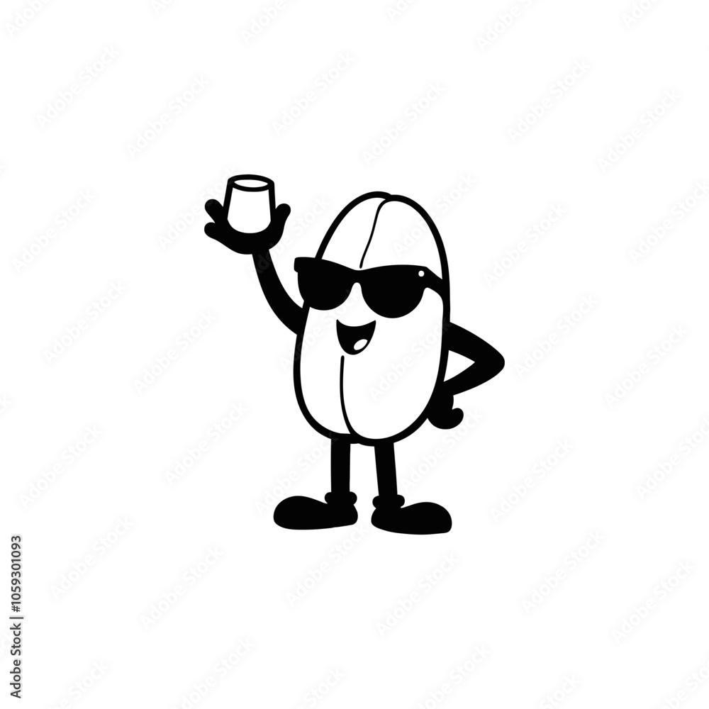 Cartoon coffee bean silhouette vector art Cartoon coffee bean silhouette vector art