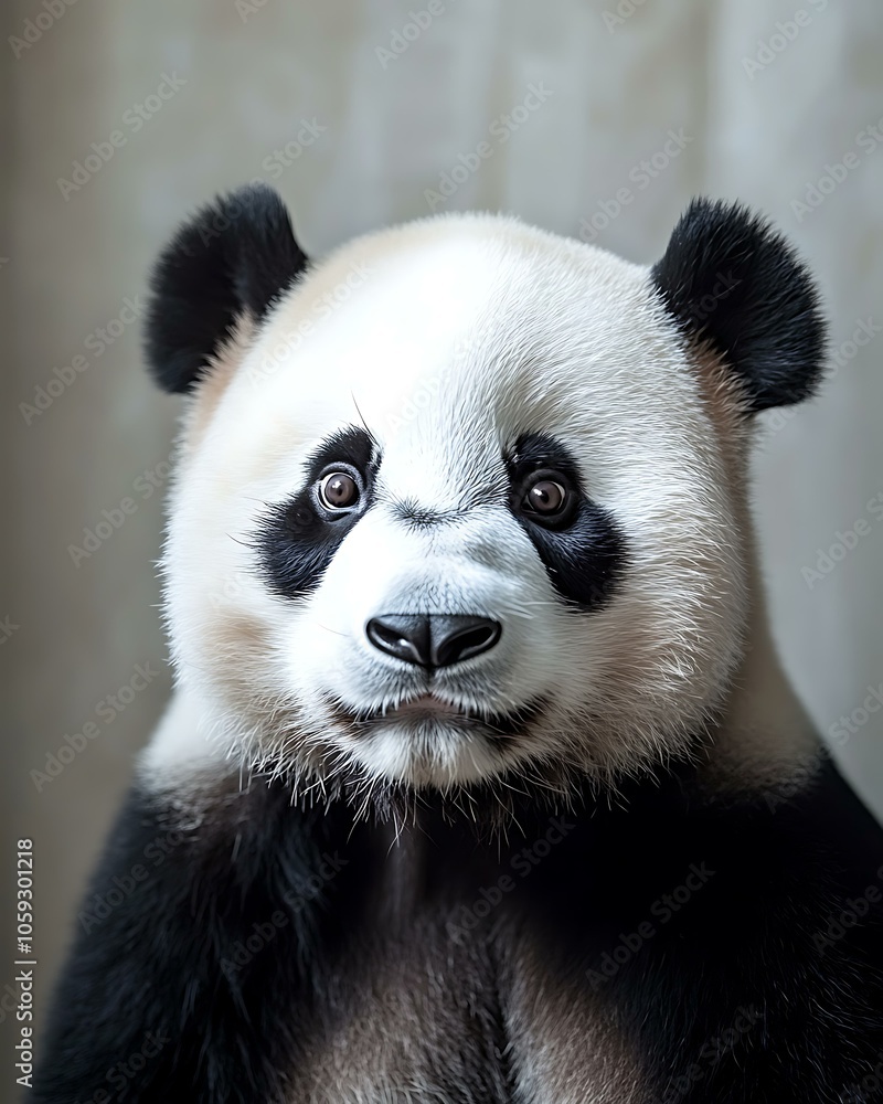 Gentle Giant Panda with Round Face and Soft Expression Gentle Giant Panda with Round Face and Soft Expression