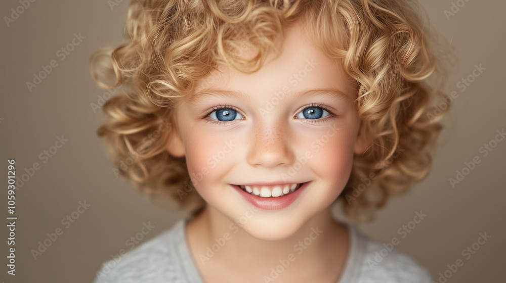 Happy Blond Boy with Curly Hair Happy Blond Boy with Curly Hair