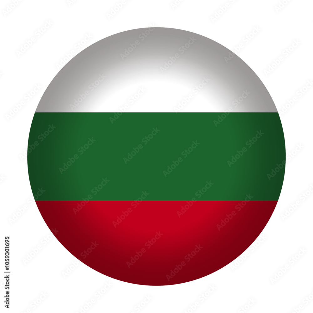 Obraz premium Round Bulgarian flag icon, vector illustration. Bulgarian flag button isolated on a transparent or white background.