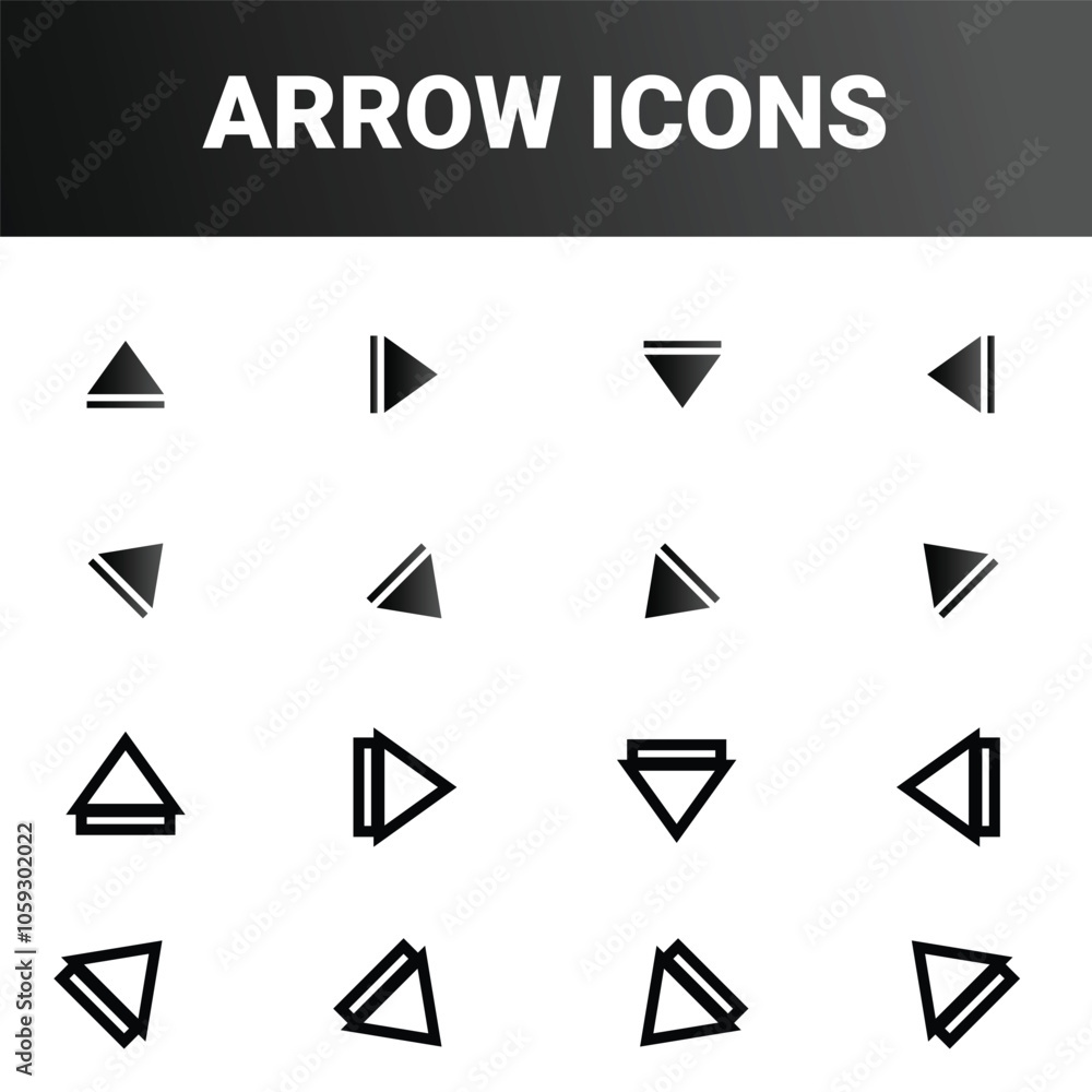 Simple minimalist directional arrow sign mark icons set design vector