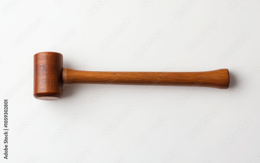 Elegant photograph of a judge's wooden hammer, positioned on a clean white background Elegant photograph of a judge's wooden hammer, positioned on a clean white background