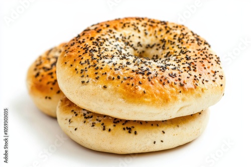 Tiny Lebanese Arabic bread on a white backdrop photo