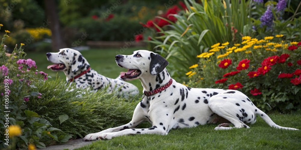 Dalmatians Relaxing in a Tranquil Garden Oasis | Macro Photography of Dogs in Nature Dalmatians Relaxing in a Tranquil Garden Oasis | Macro Photography of Dogs in Nature