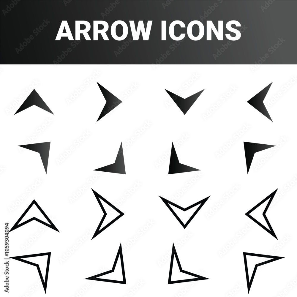 Simple minimalist directional arrow sign mark icons set design vector Simple minimalist directional arrow sign mark icons set design vector