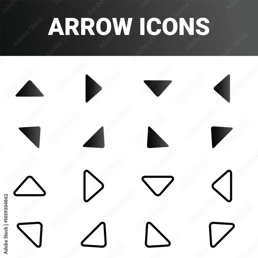 Simple minimalist directional arrow sign mark icons set design vector Simple minimalist directional arrow sign mark icons set design vector
