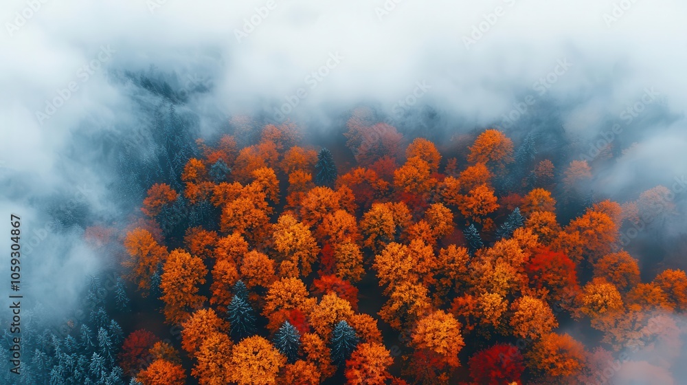 Vibrant autumn forest covering mountain slopes, aerial perspective, misty valleys, golden and red foliage, mountain aerial view, seasonal change, natural beauty Vibrant autumn forest covering mountain slopes, aerial perspective, misty valleys, golden and red foliage, mountain aerial view, seasonal change, natural beauty