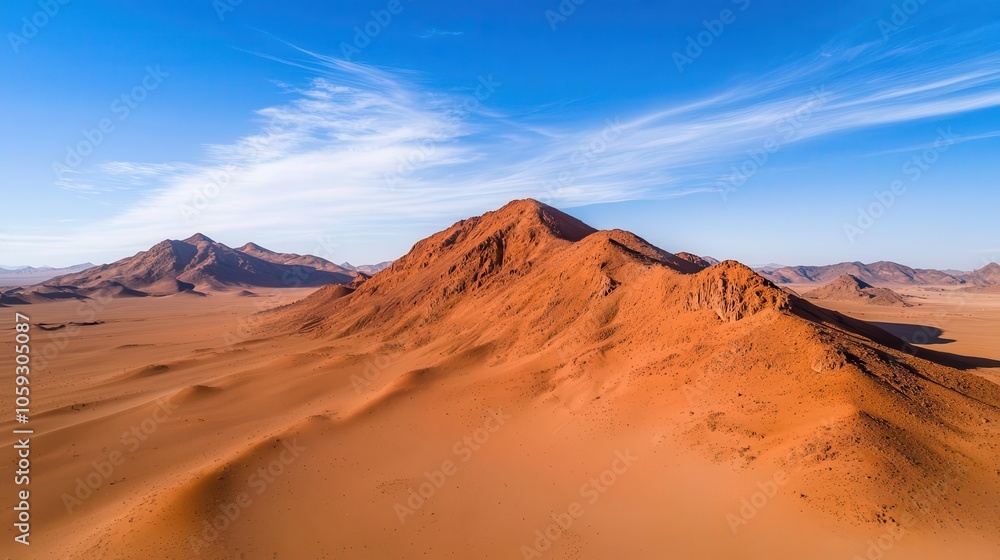 Aerial shot of highaltitude mountain desert, red and orange rocks, stark shadows, mountain arid, harsh environment, dramatic views Aerial shot of highaltitude mountain desert, red and orange rocks, stark shadows, mountain arid, harsh environment, dramatic views