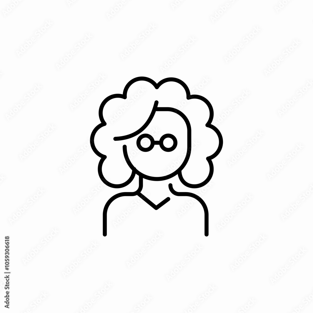 curly hair female user icon sign vector curly hair female user icon sign vector