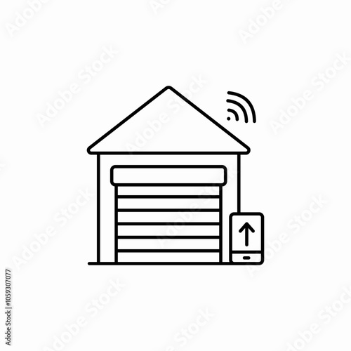 garage gate wireless control phone icon sign vector