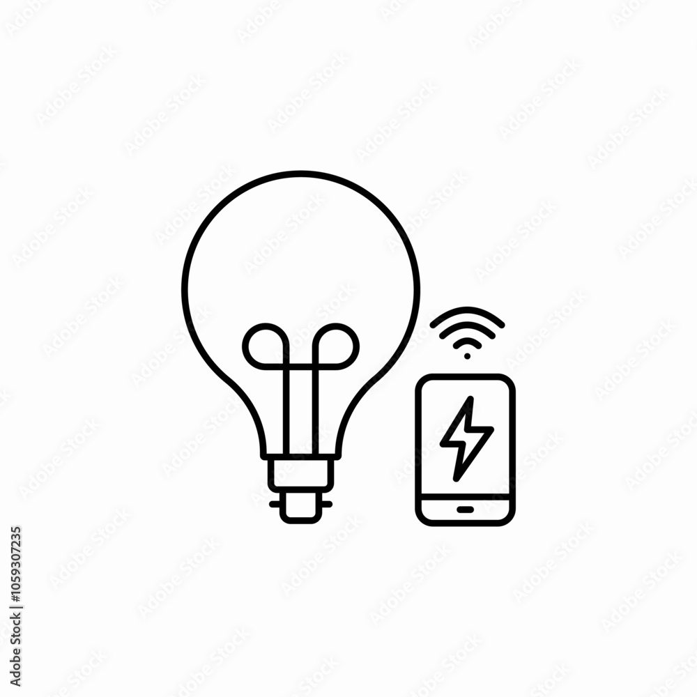 light bulb phone control icon sign vector light bulb phone control icon sign vector