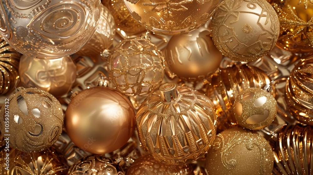 Step into a world of luxury and enchantment, where golden Christmas ornaments adorn a shimmering metallic background with mesmerizing allure.
Step into a world of luxury and enchantment, where golden Christmas ornaments adorn a shimmering metallic background with mesmerizing allure.