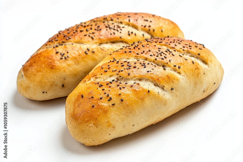 Two freshly baked pita breads on a white background Two freshly baked pita breads on a white background