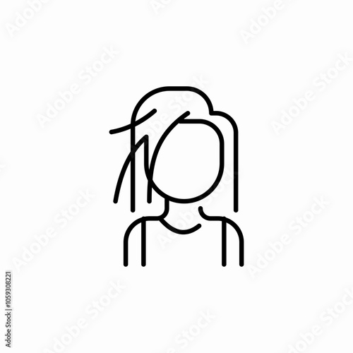 unkempt hair female icon sign vector