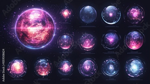 Cosmic Orbs in Vibrant Light Effects