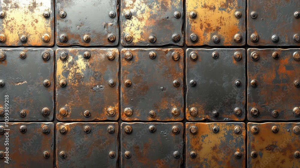 Fototapeta premium Textured Metal Wall with Rust Patterns