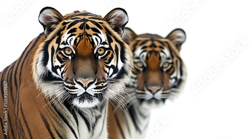 Majestic Bengal Tigers in Intense Close-Up