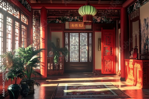 Wallpaper Mural Chinese house with generative ai Torontodigital.ca