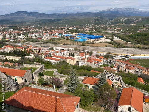 View of the city of Knin from the ancient fortress of Knin, Croatia - Blick auf die Stadt Knin von der alten Festung Knin, Kroatien - Pogled na grad Knin sa drevne Kninske tvrđave, Hrvatska photo