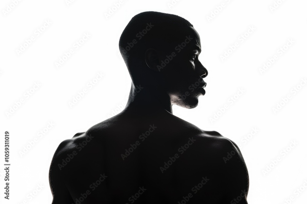 Male person silhouette back lit over white Male person silhouette back lit over white