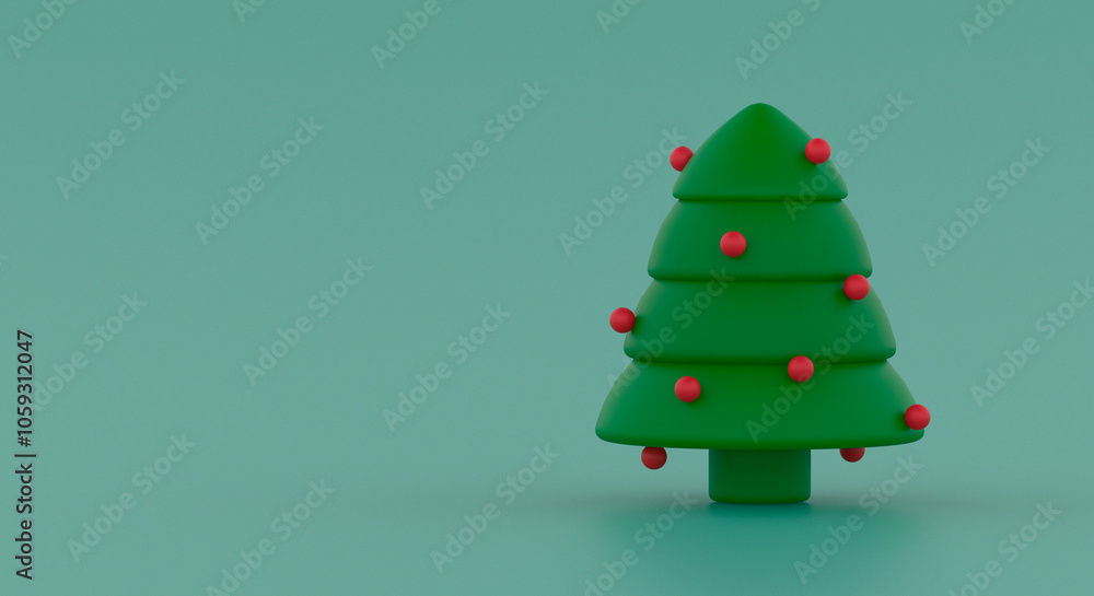A Green Christmas tree with presents beneath, on a shiny surface, against a green wall A Green Christmas tree with presents beneath, on a shiny surface, against a green wall